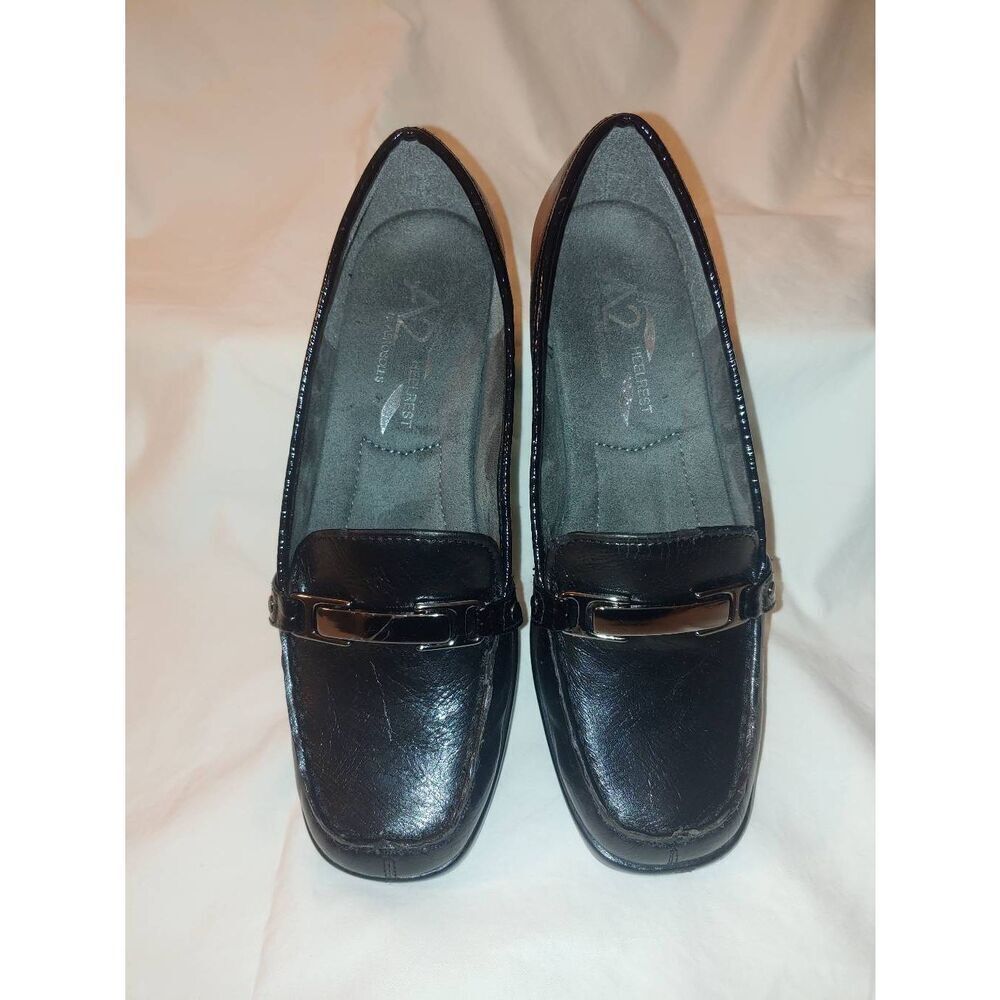A2 By Aerosoles Women's Size 6.5M Black Patent Leather Wedge Loafers